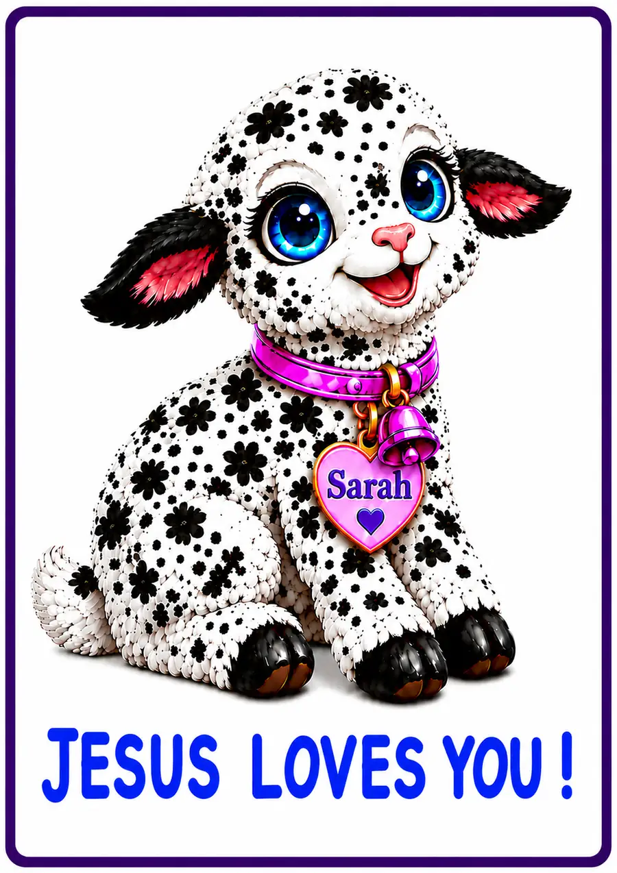 Sarah the Sheep says JESUS LOVES YOU !